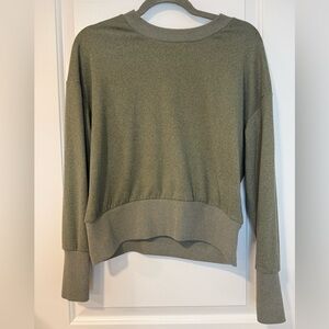 RBX Olive Green Cropped Sweatshirt Soft Stretch Active Pullover Size- S